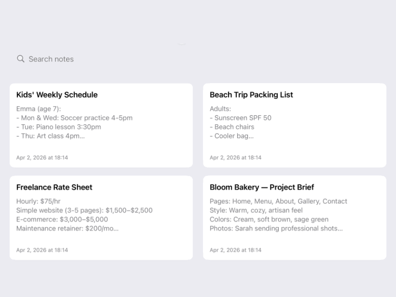 BetterKeeper notes on iPhone — standalone notes with file attachments