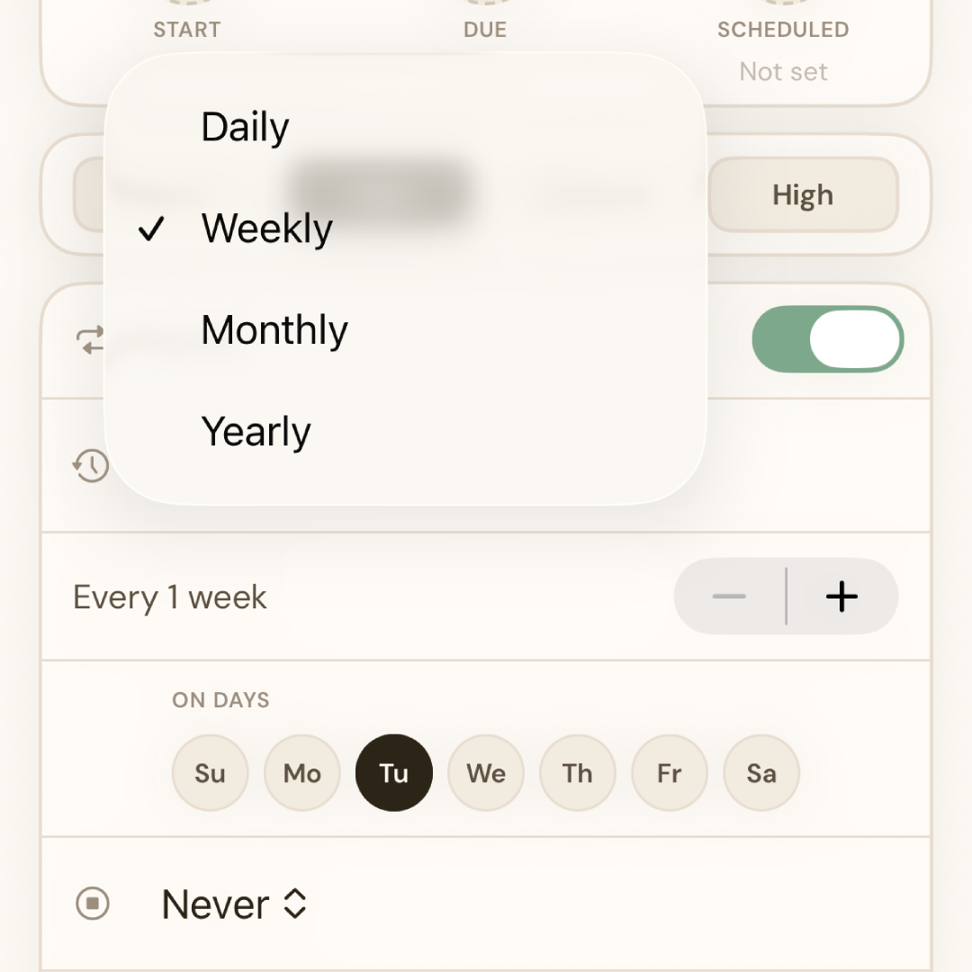 BetterKeeper recurring tasks on iPhone