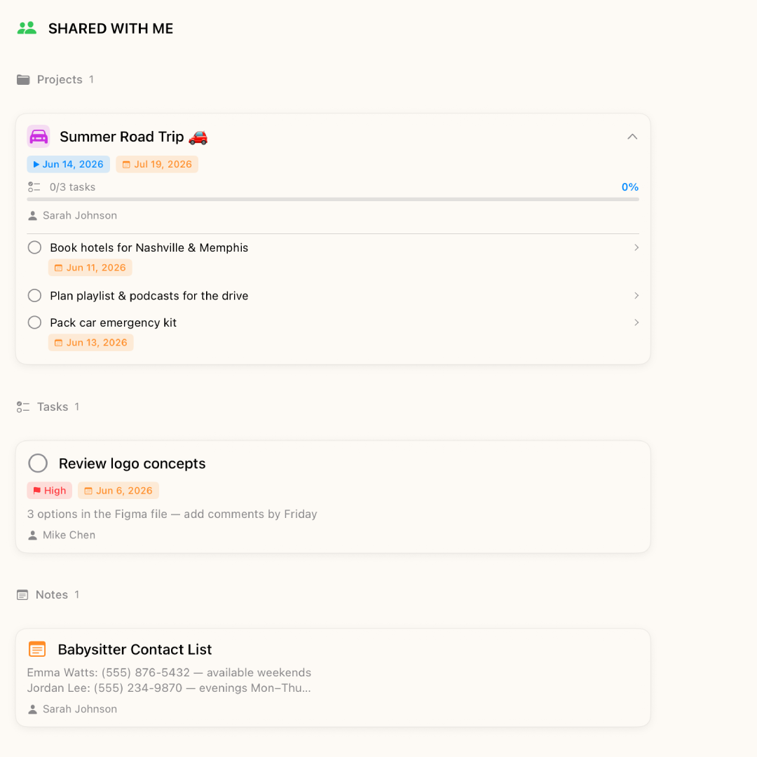 BetterKeeper shared projects on iPhone